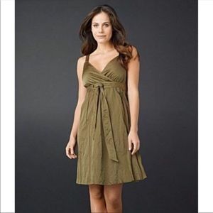 EILEEN FISHER STEEL SATIN OLIVINE DRESS